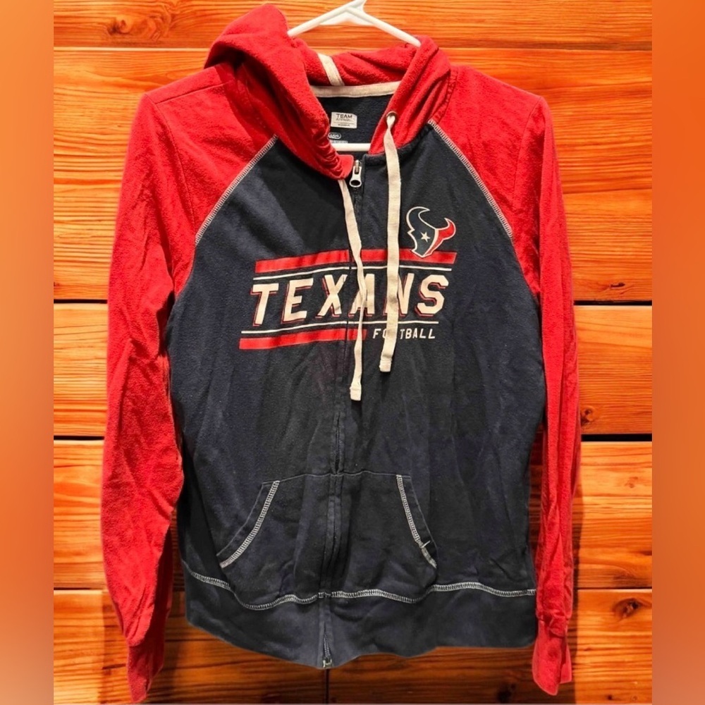 Unisex Houston Texans Red and Blue zip up jacket Hoodie LARGE